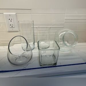 5 Glass Candy Dishes / Jars